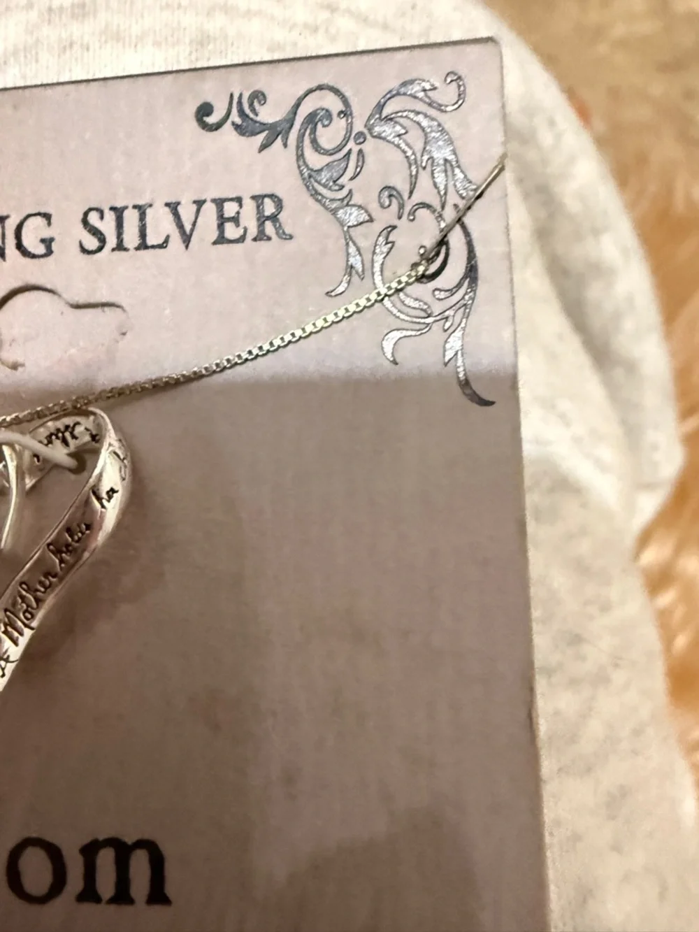 Vintage sterling silver ‘ Inspirational Mom' Heart Pendant Necklace